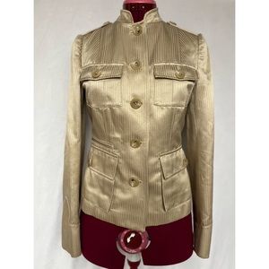 GORGEOUS Banana Republic Jackets Pin-Stripe Satin Blazerjacket Gold/Tan Size 4